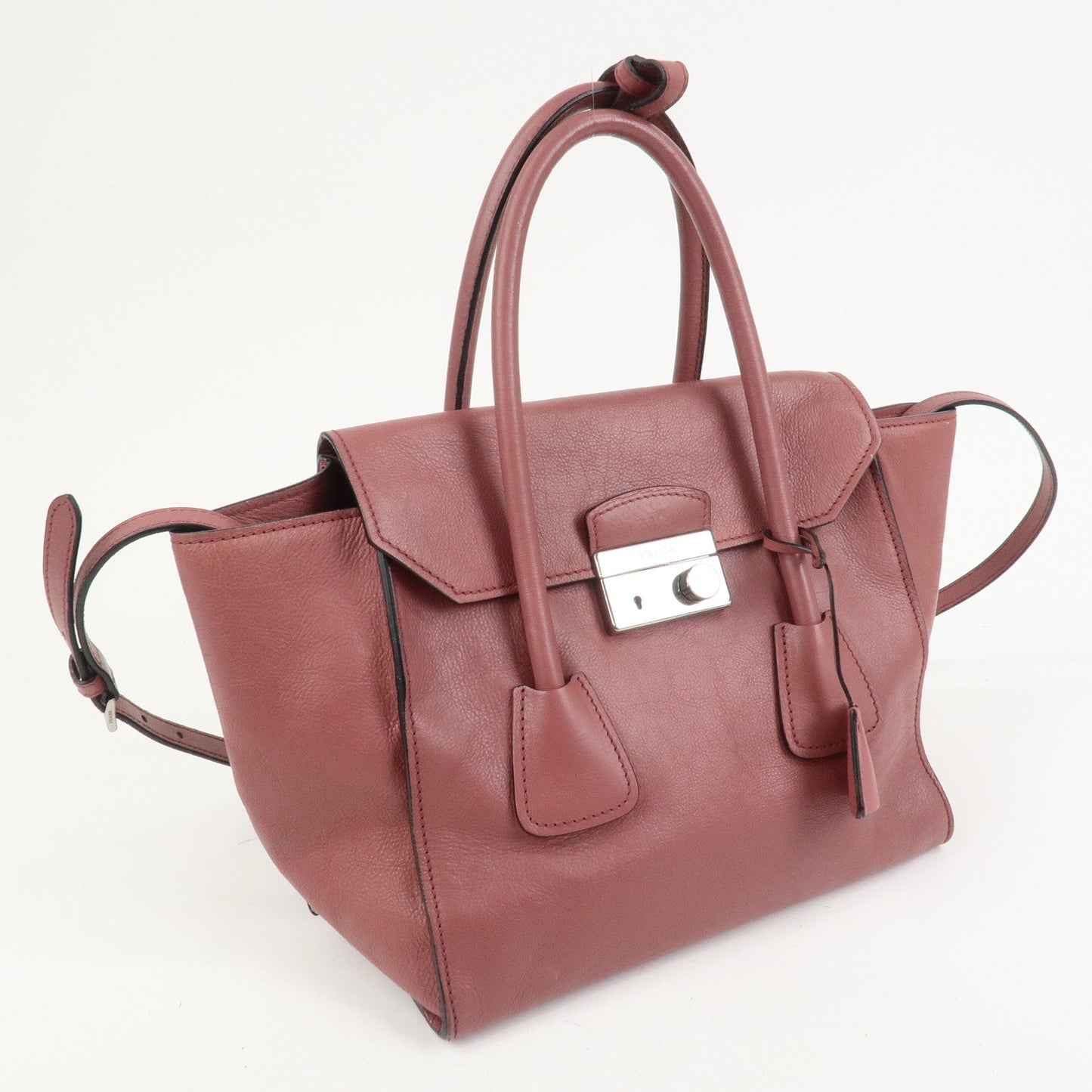 PRADA Logo Leather 2Way Bag Hand Bag Shoulder Bag Pink BN2665