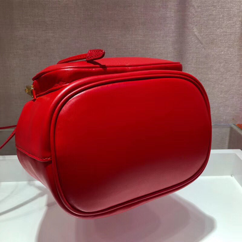 Prada Bucket Bag In Red Calfskin