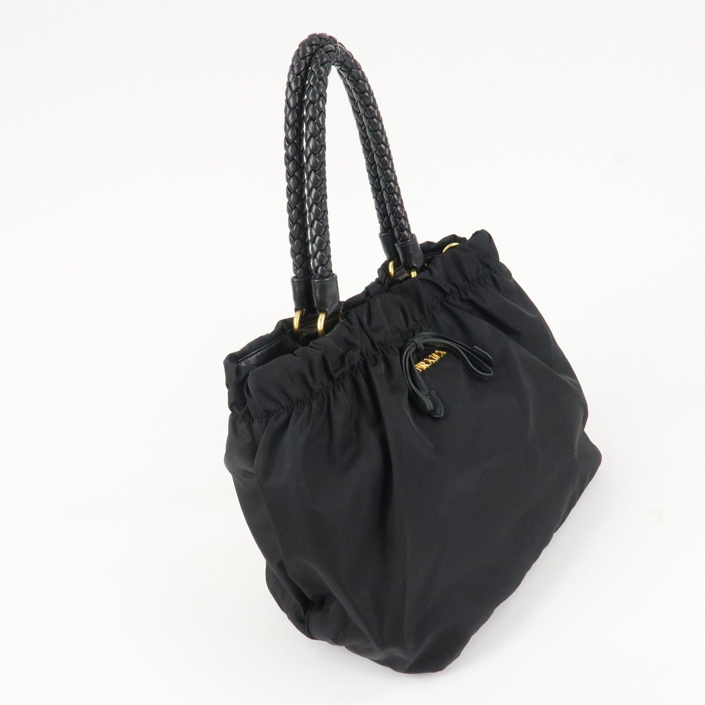 PRADA Logo Nylon Leather 2Way Bag Shoulder Bag Hand Bag Black BN1970