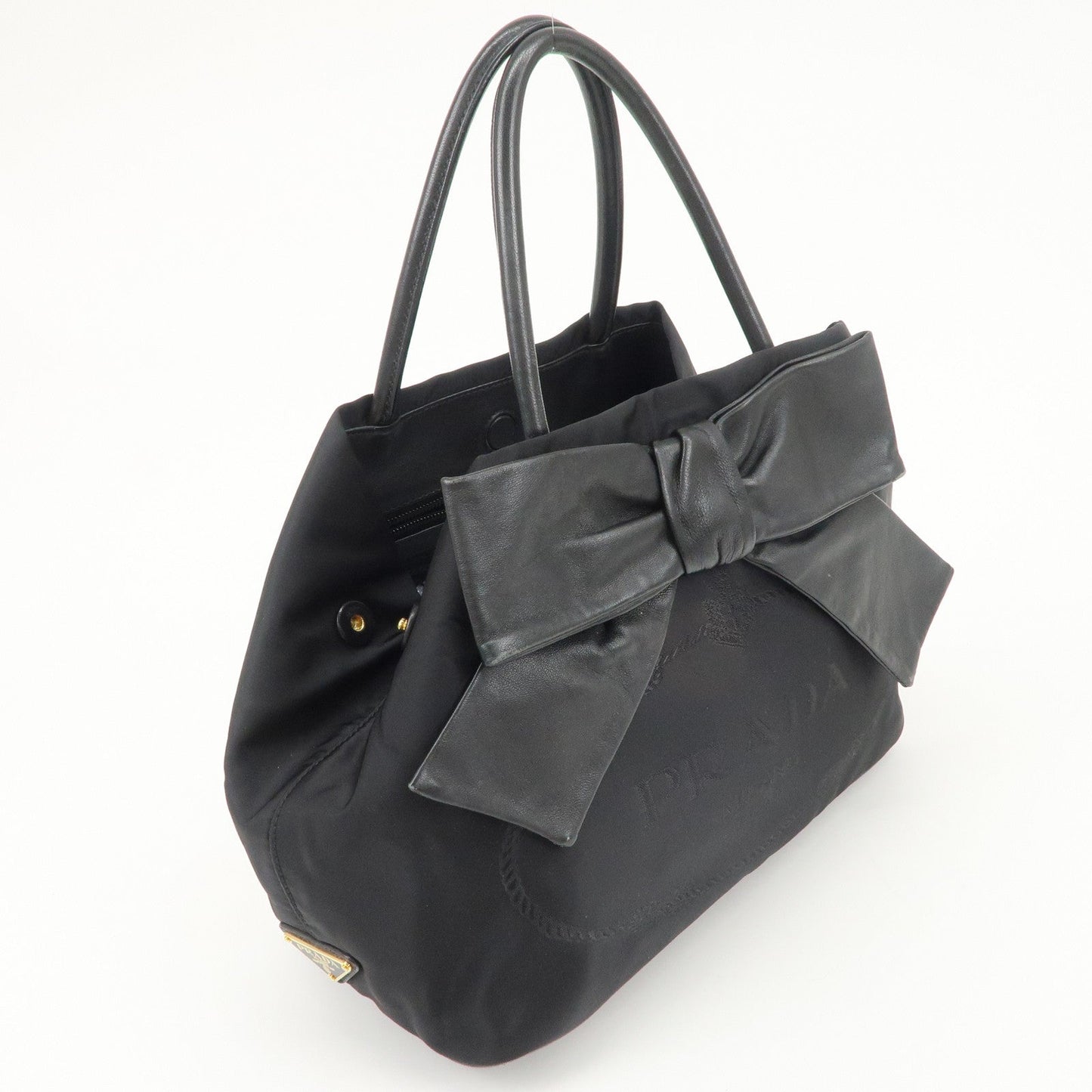 PRADA Nappa Leather Nylon Jacquard Ribbon 2Way Bag Hand Bag 1BG068