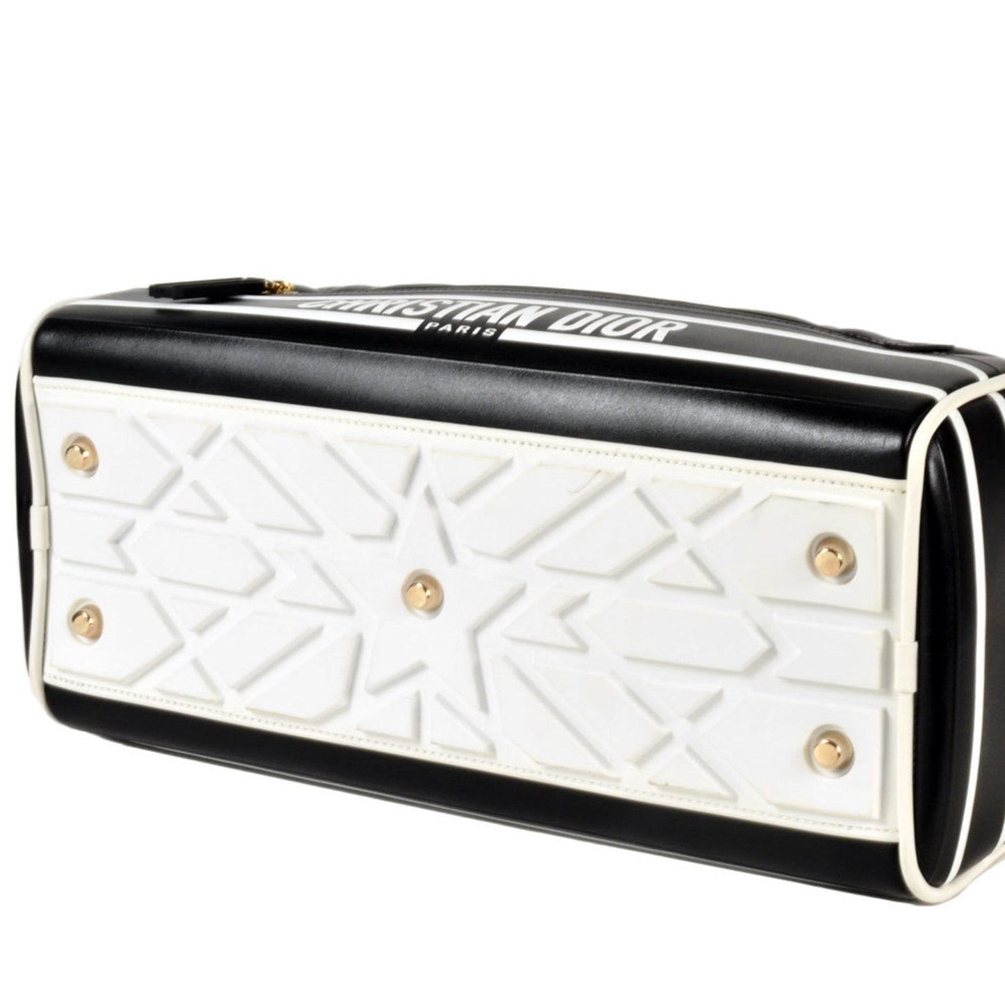 Christian Dior Black White Leather Handbag ()