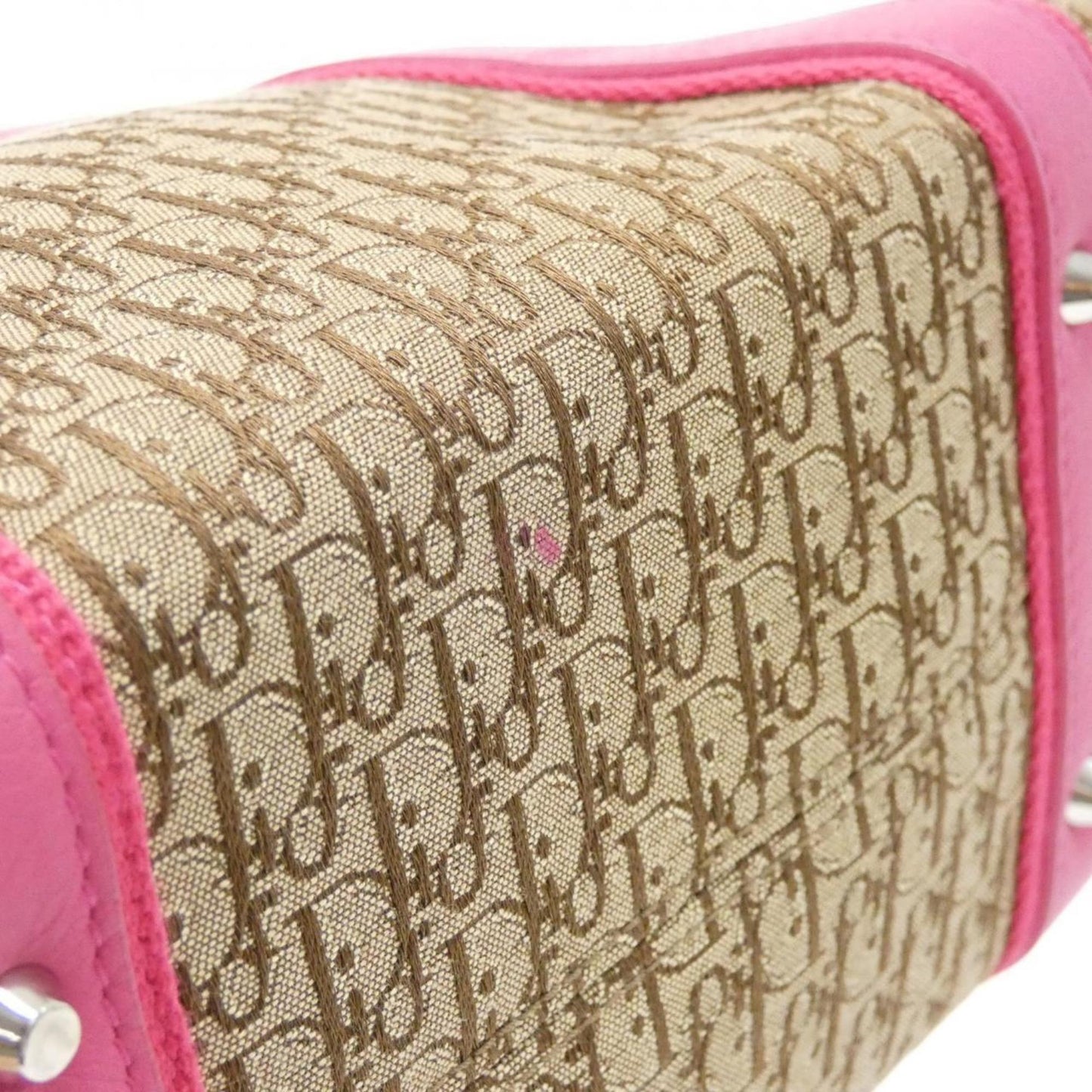 Christian Dior Beige Pink Canvas Shoulder Bag ()