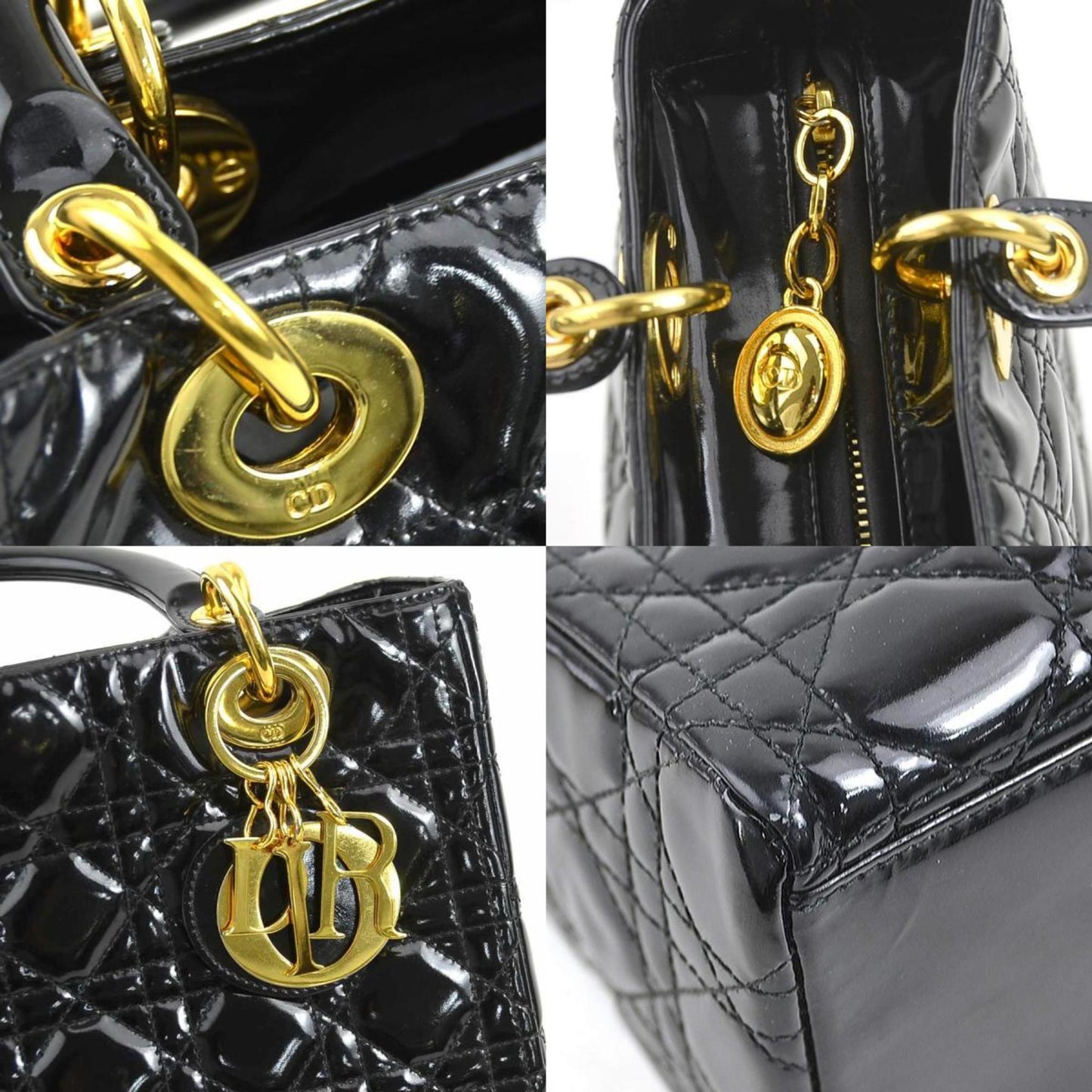 Christian Dior Black Patent Leather Handbag Shoulder Bag ()
