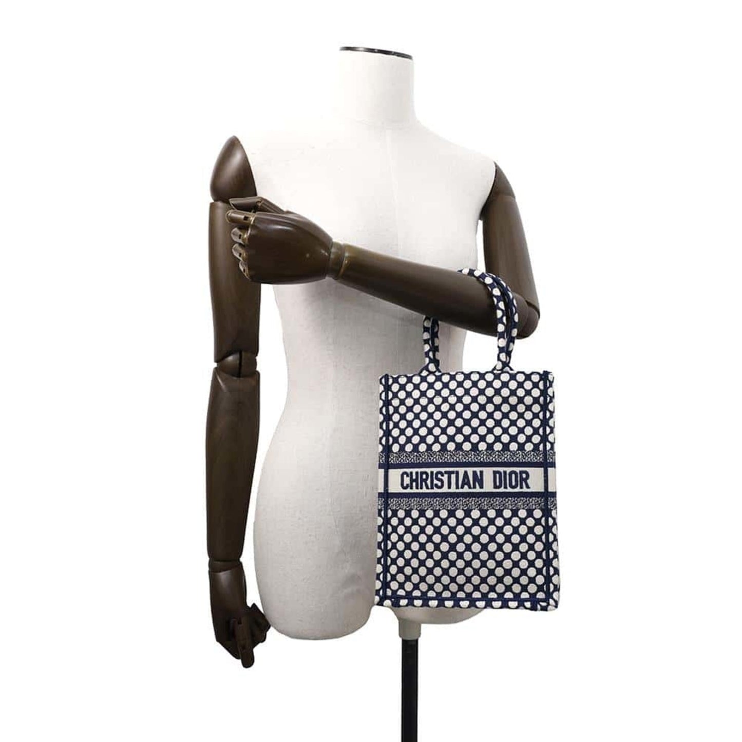 Christian Dior Navy White Canvas Handbag ()
