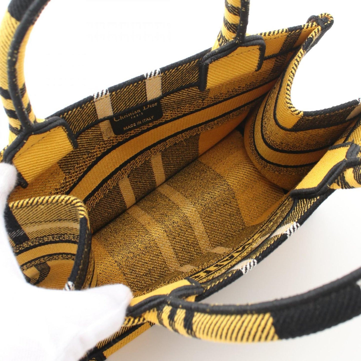 Christian Dior Black White Yellow Canvas Tote Bag ()