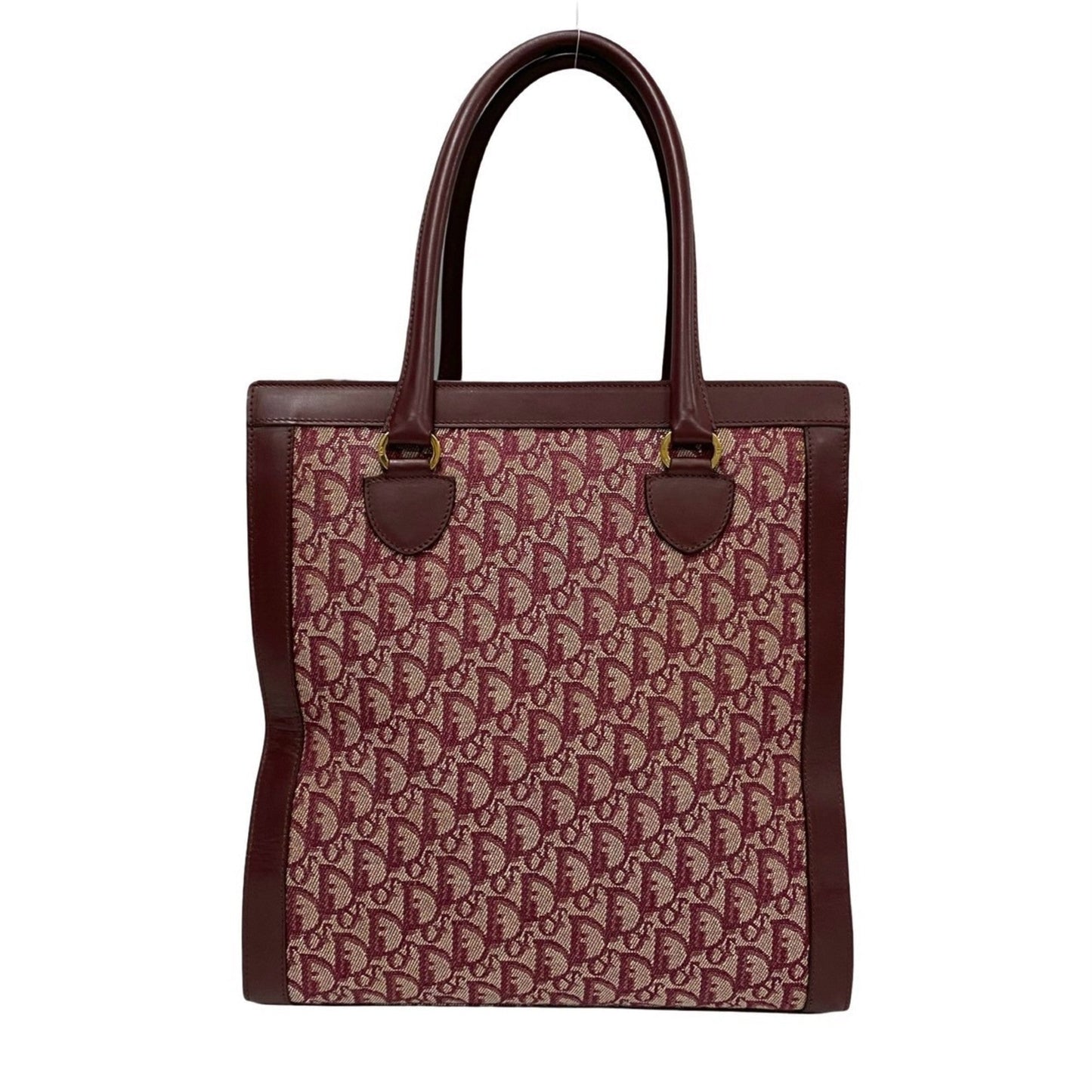 Christian Dior Red Color Canvas Leather Handbag Tote Bag ()