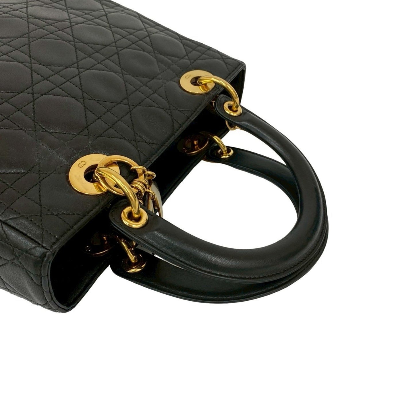 Christian Dior Black Leather Handbag Tote Bag ()