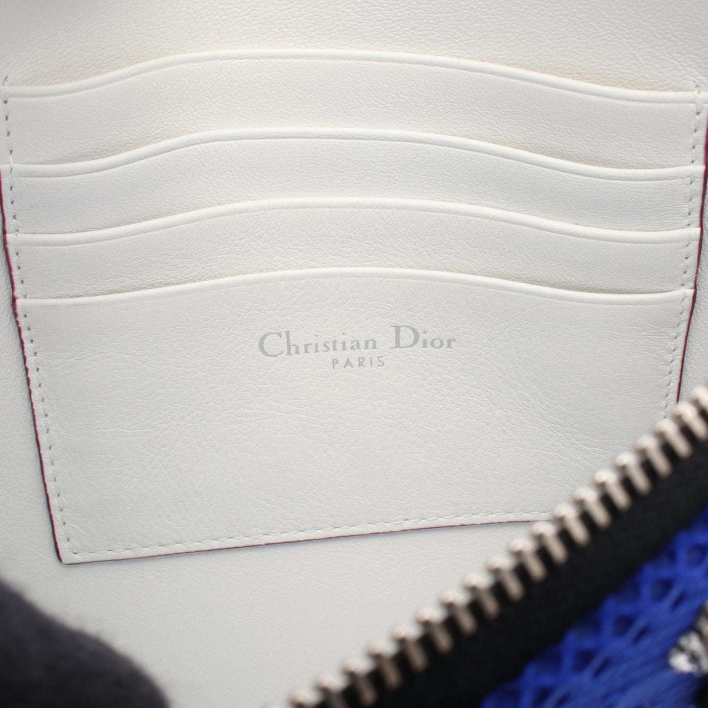 Christian Dior Black Blue Leather Fabric Shoulder Bag ()