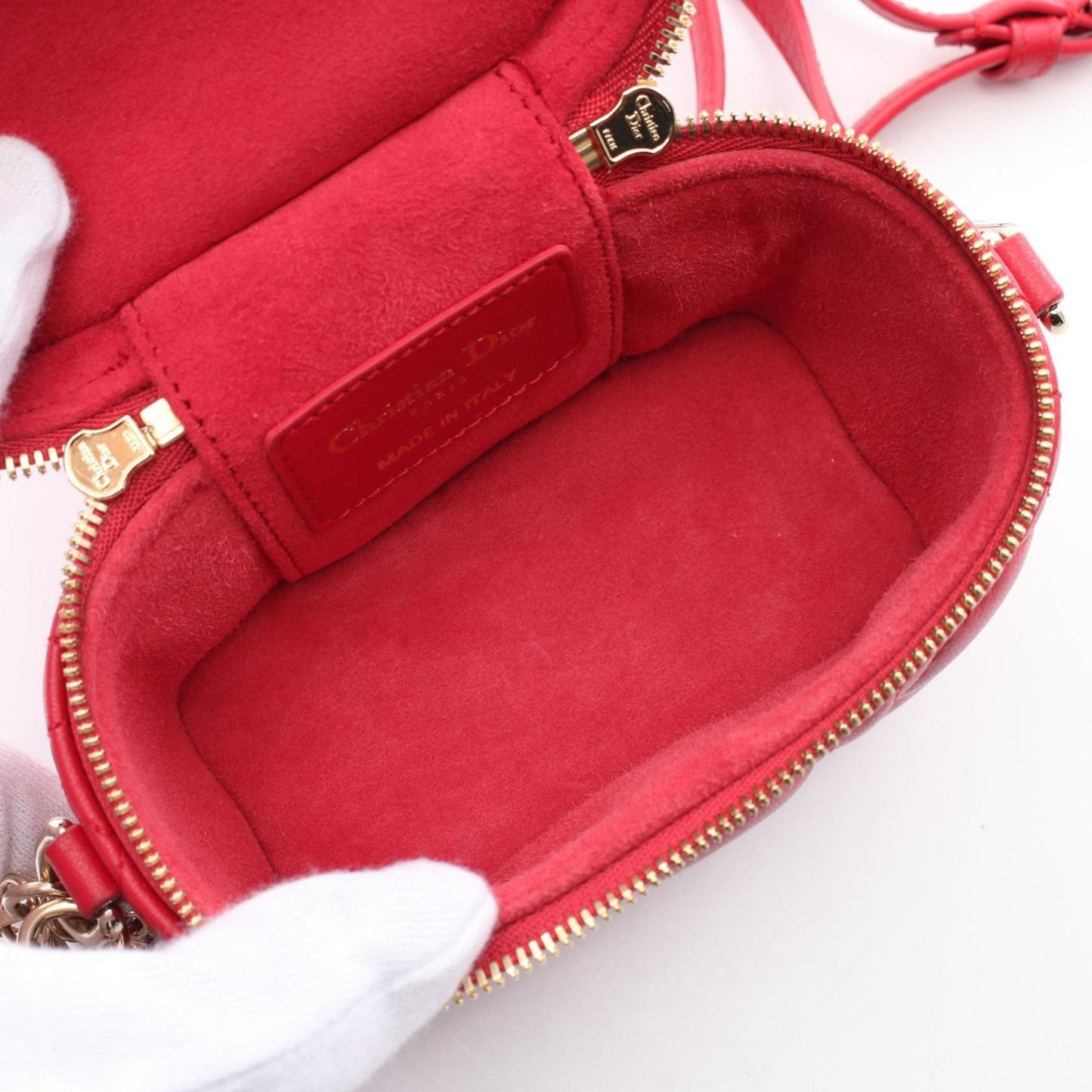 Christian Dior Lady Dior Red Color Leather Handbag ()