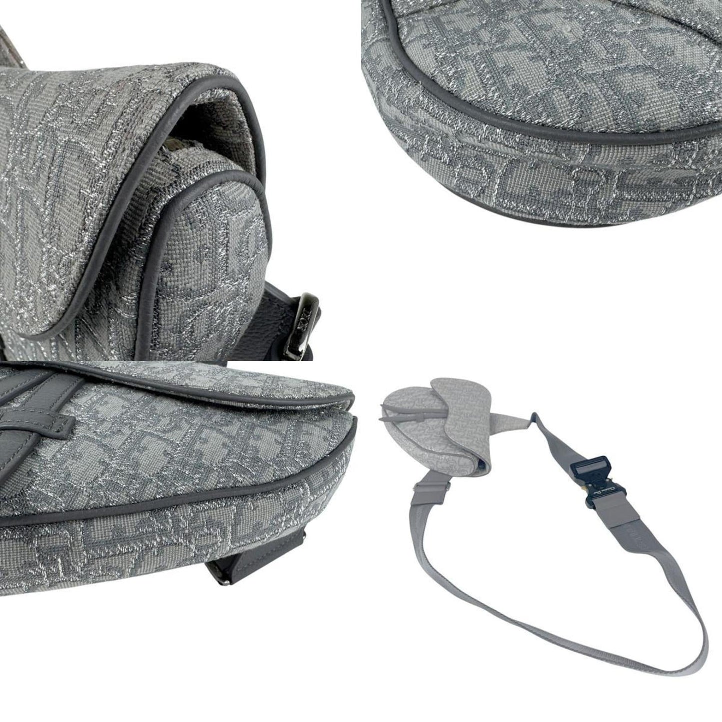 Christian Dior Gray Canvas Saddle Bag Shoulder Bag ()