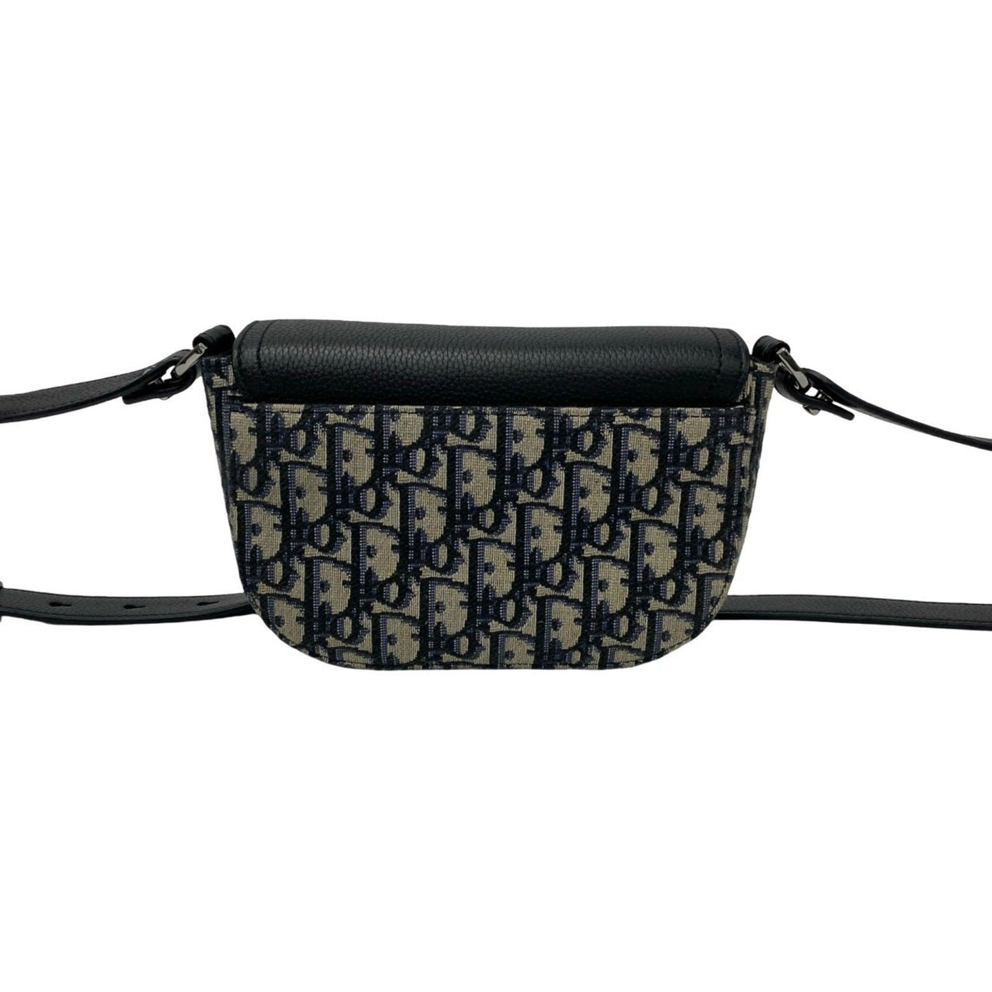 Christian Dior Black Gray Leather Canvas Pochette Shoulder Bag ()
