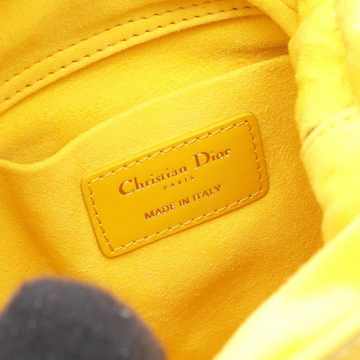 Christian Dior White Yellow Leather Handbag ()