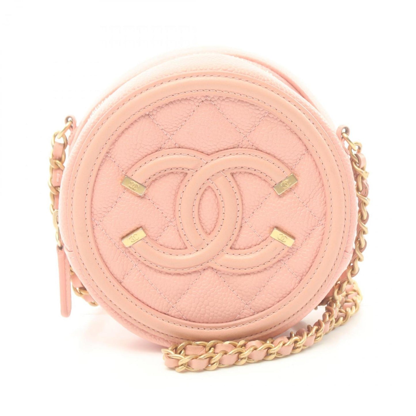 Chanel CHANEL CC Filigree Shoulder Bag Caviar Skin Women's Pink