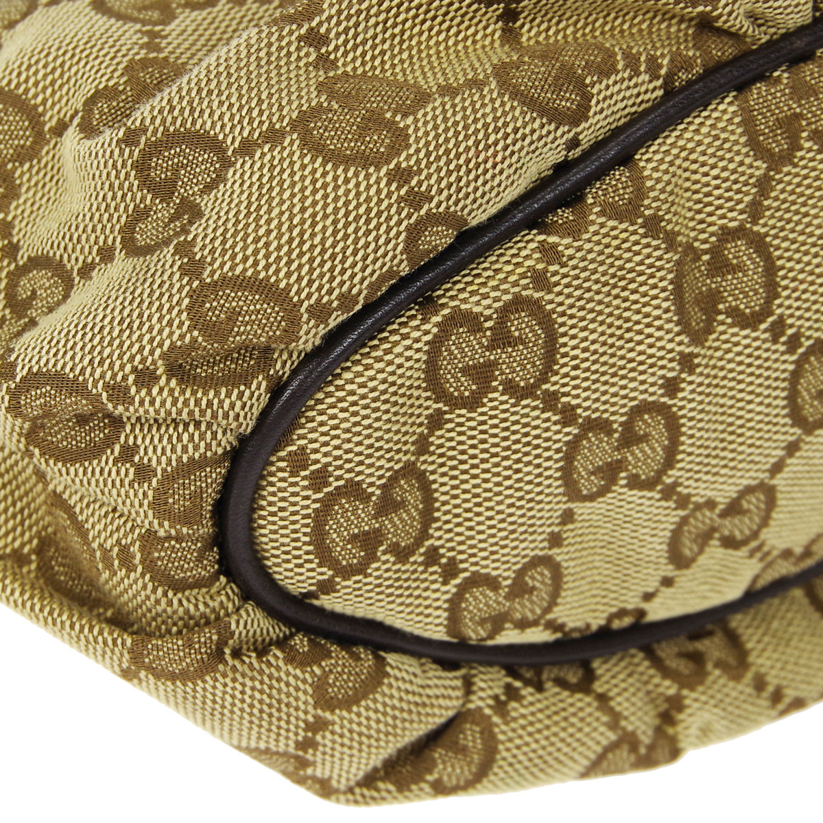Gucci Sherry Line Brown Leather Canvas Handbag