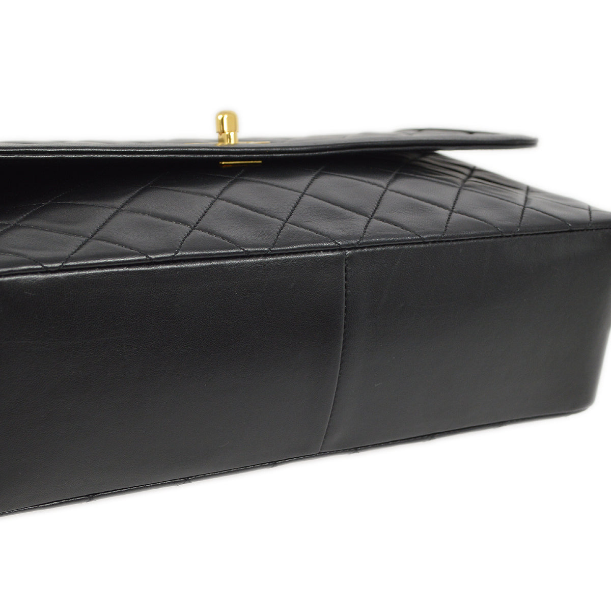 Chanel Black Lambskin Straight Flap Shoulder Bag