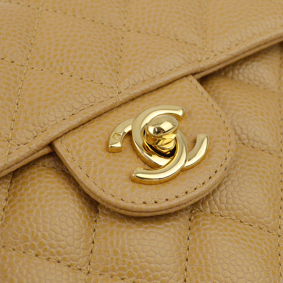 Chanel Beige Caviar Mini Classic Square Flap Shoulder Bag 17