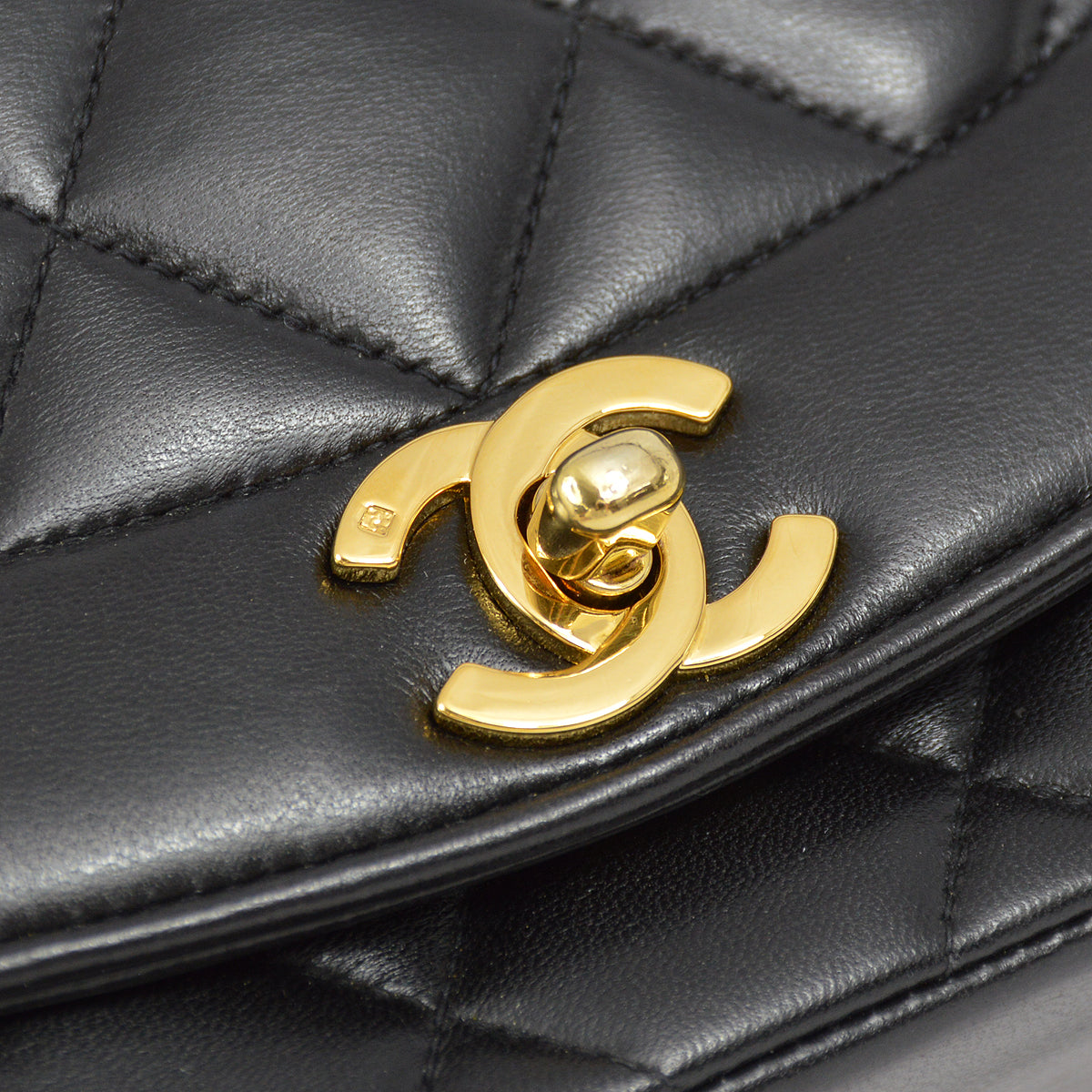 Chanel Black Lambskin Small Diana Shoulder Bag