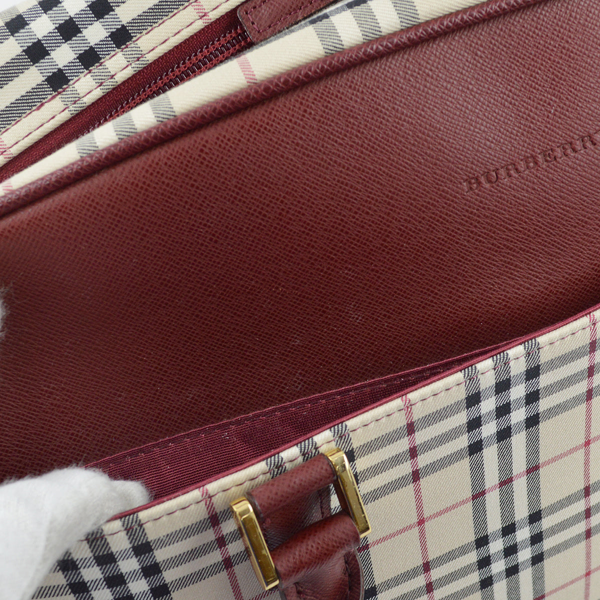 Burberry Beige Bordeaux Check 2way HandBag 182065