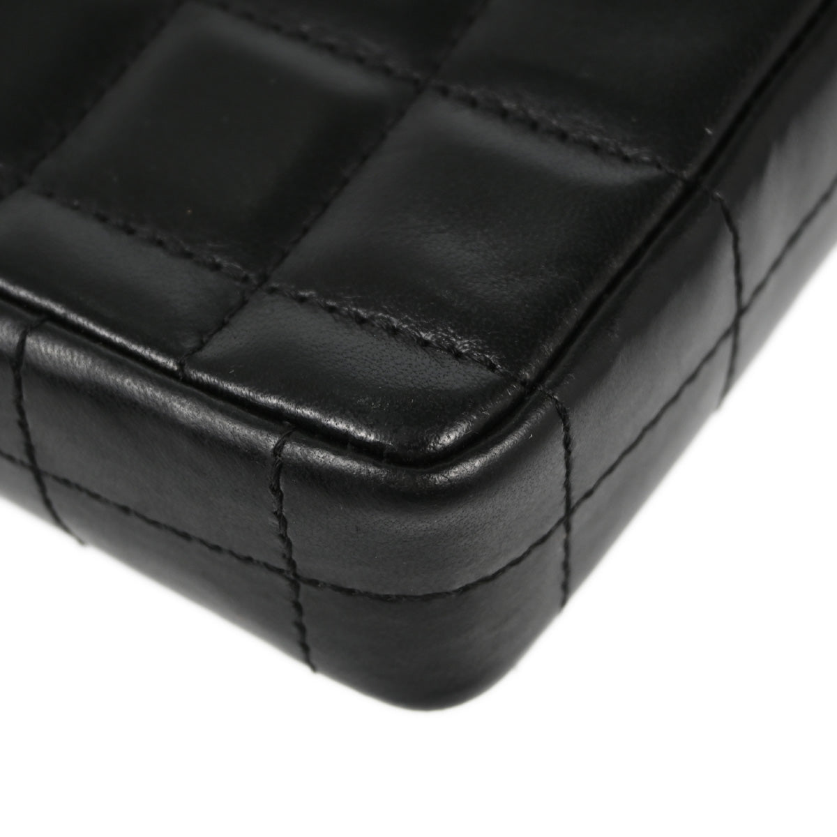 Chanel Black Lambskin Choco Bar East West Shoulder Bag