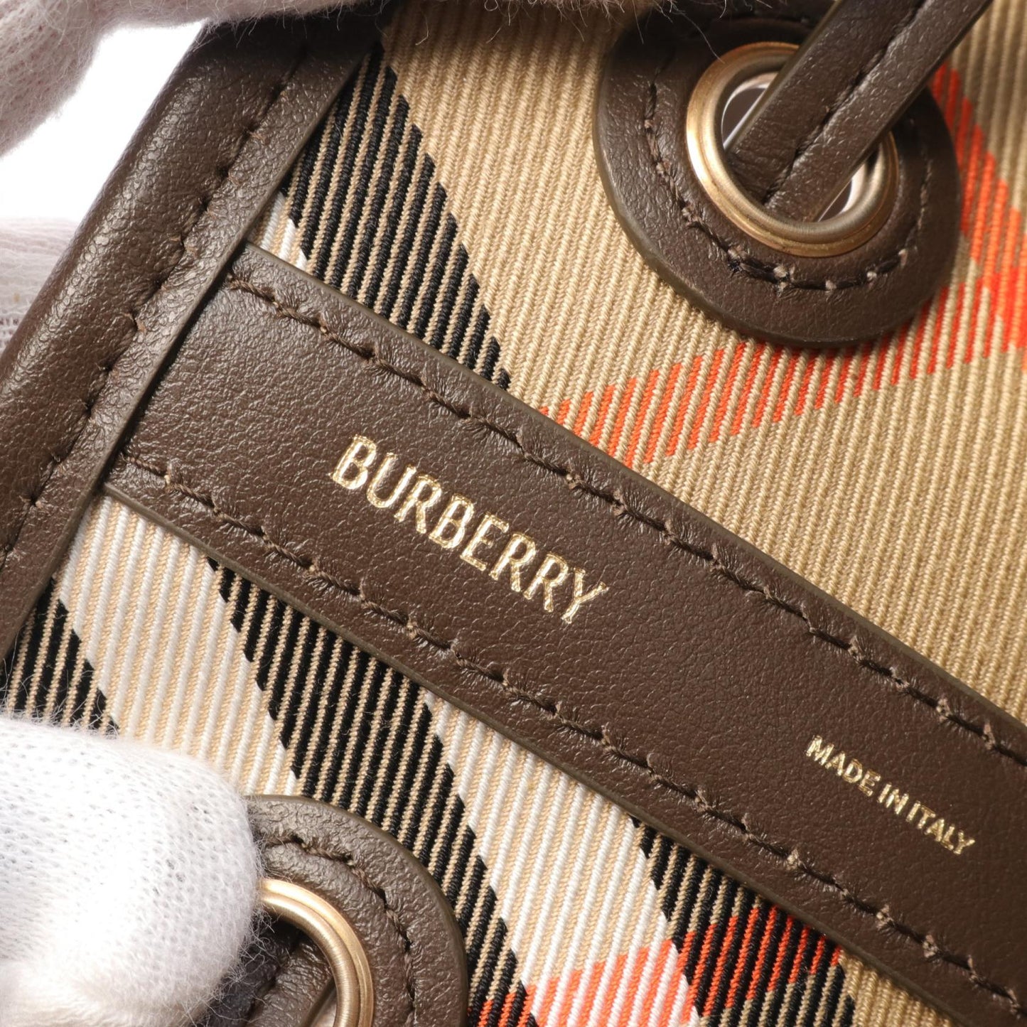 Burberry Check Canvas Leather Shoulder Bag