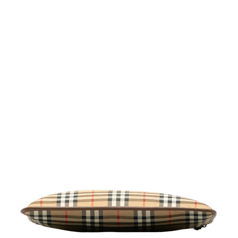 Burberry Nova Check Shadow Horse Canvas Leather Clutch Bag