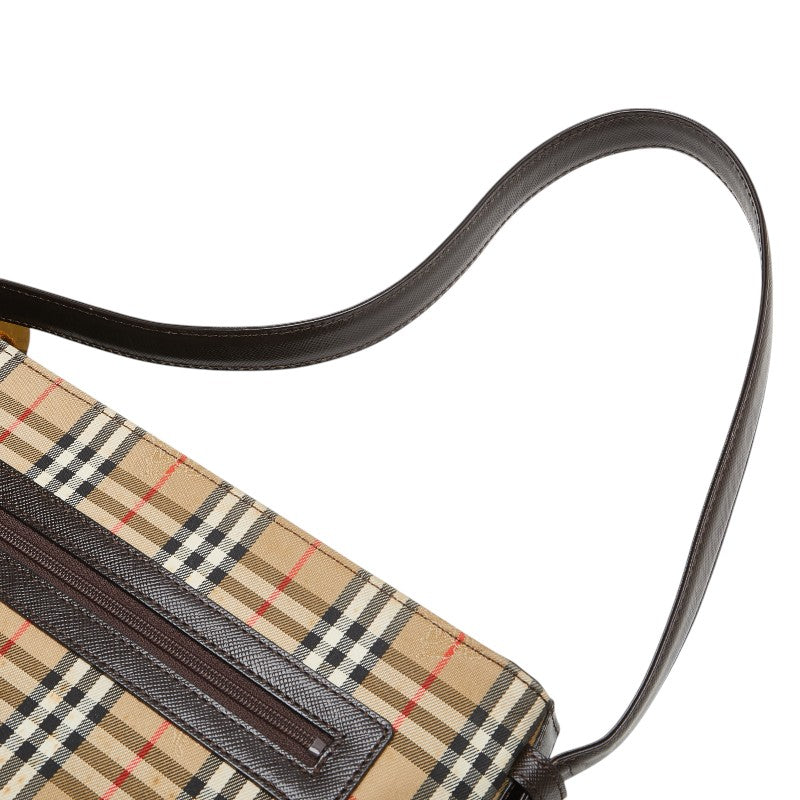 Burberry Nova Check Shadow Horse Canvas Leather Shoulder Bag