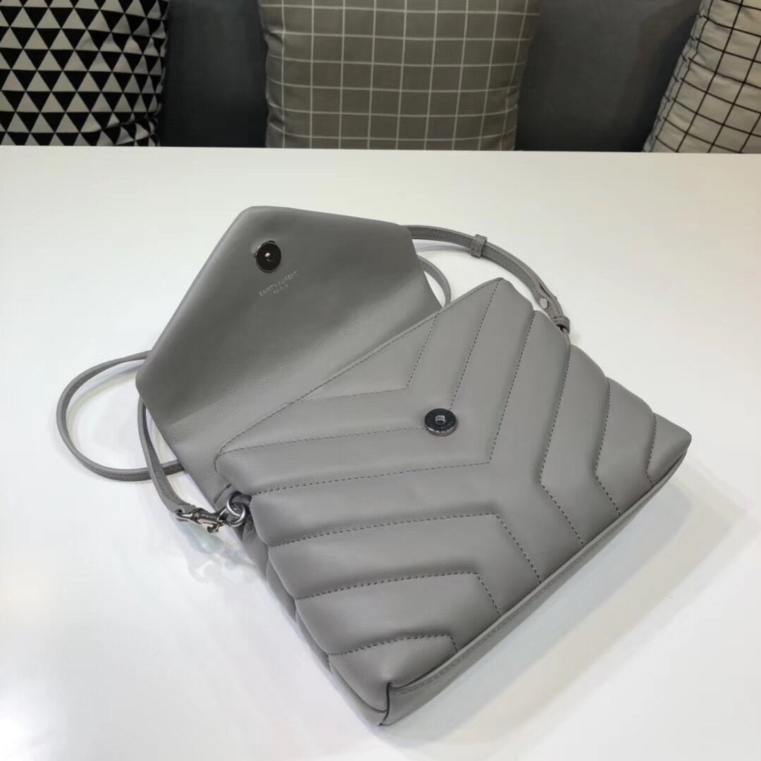 Yves Saint Laurent Loulou Mini Shoulder Bag Grey 7in/