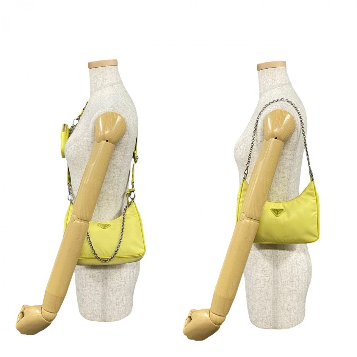 PRADA Shoulder Bag Nylon, Leather yellow Triangle Logo Metal Re-edition Women
