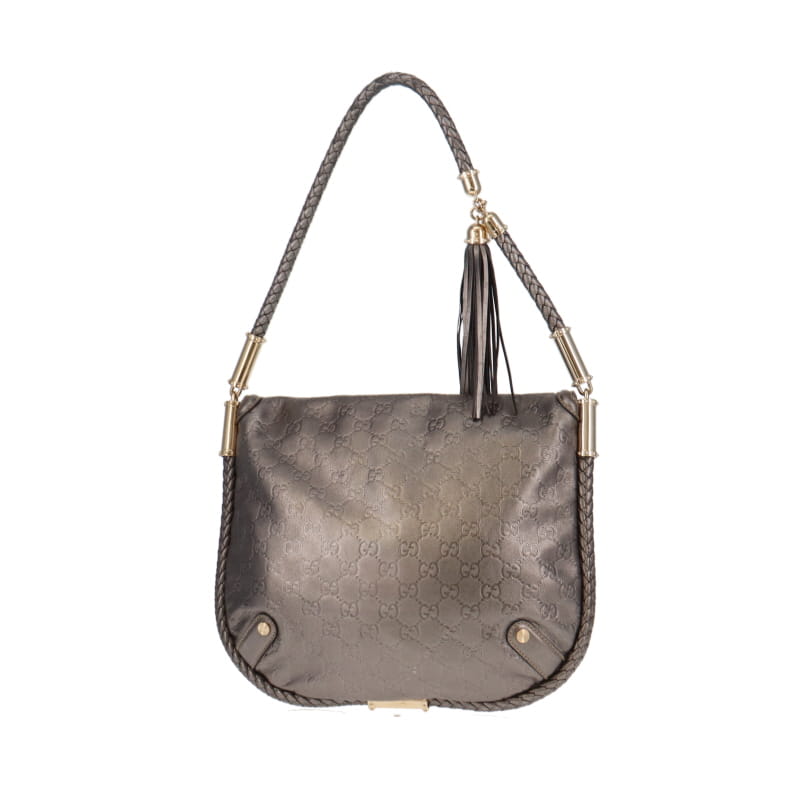 Gucci Grey Leather Metallic Shoulder Bag