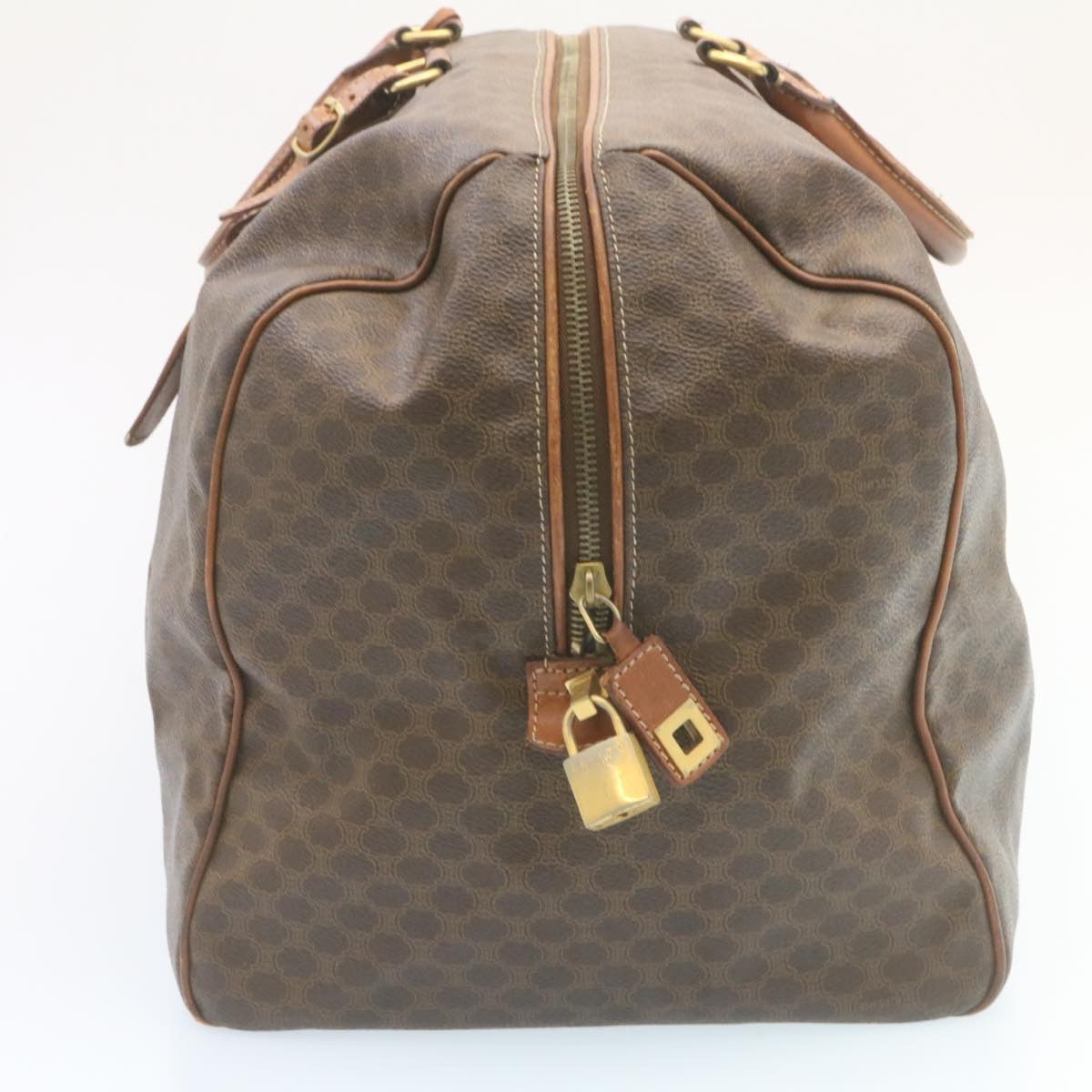 Luxury CELINE Macadam Canvas Boston Bag Brown 28060