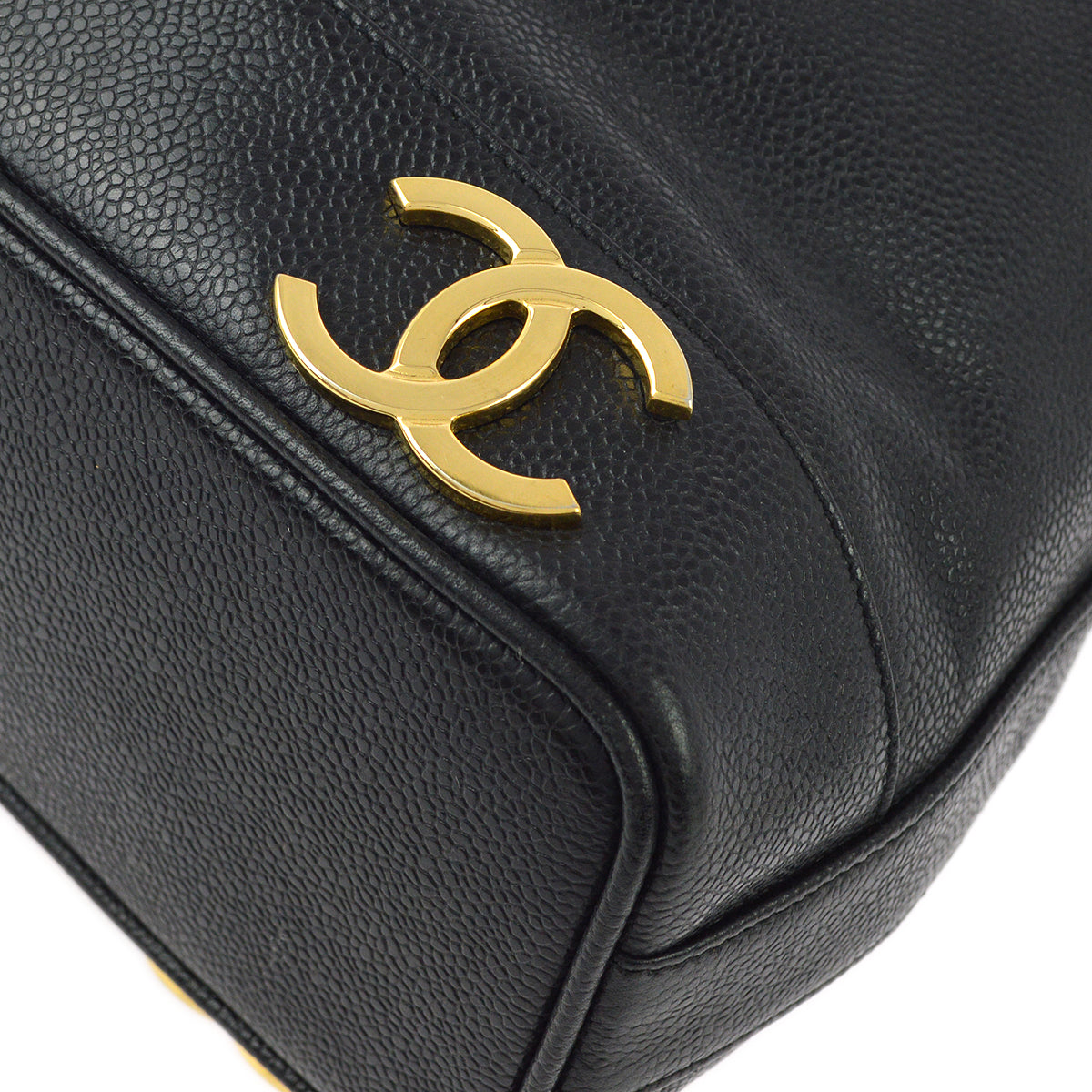 Chanel Black Caviar Triple CC Bucket Shoulder Bag