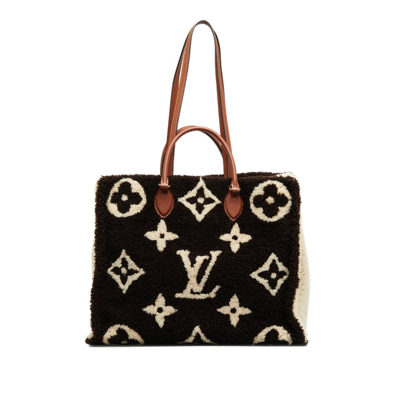 Louis Vuitton Monogram Teddy Onzagore GM Torta Bag M55420 Brown Ivory Mouton Leather Louis Vuitton