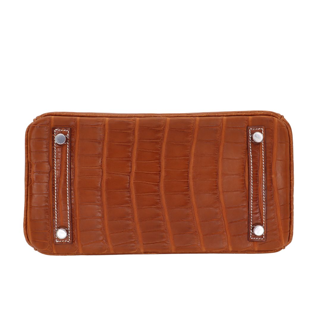Hermes25cm Birkin Fauve Matte Alligator Palladium Hardware