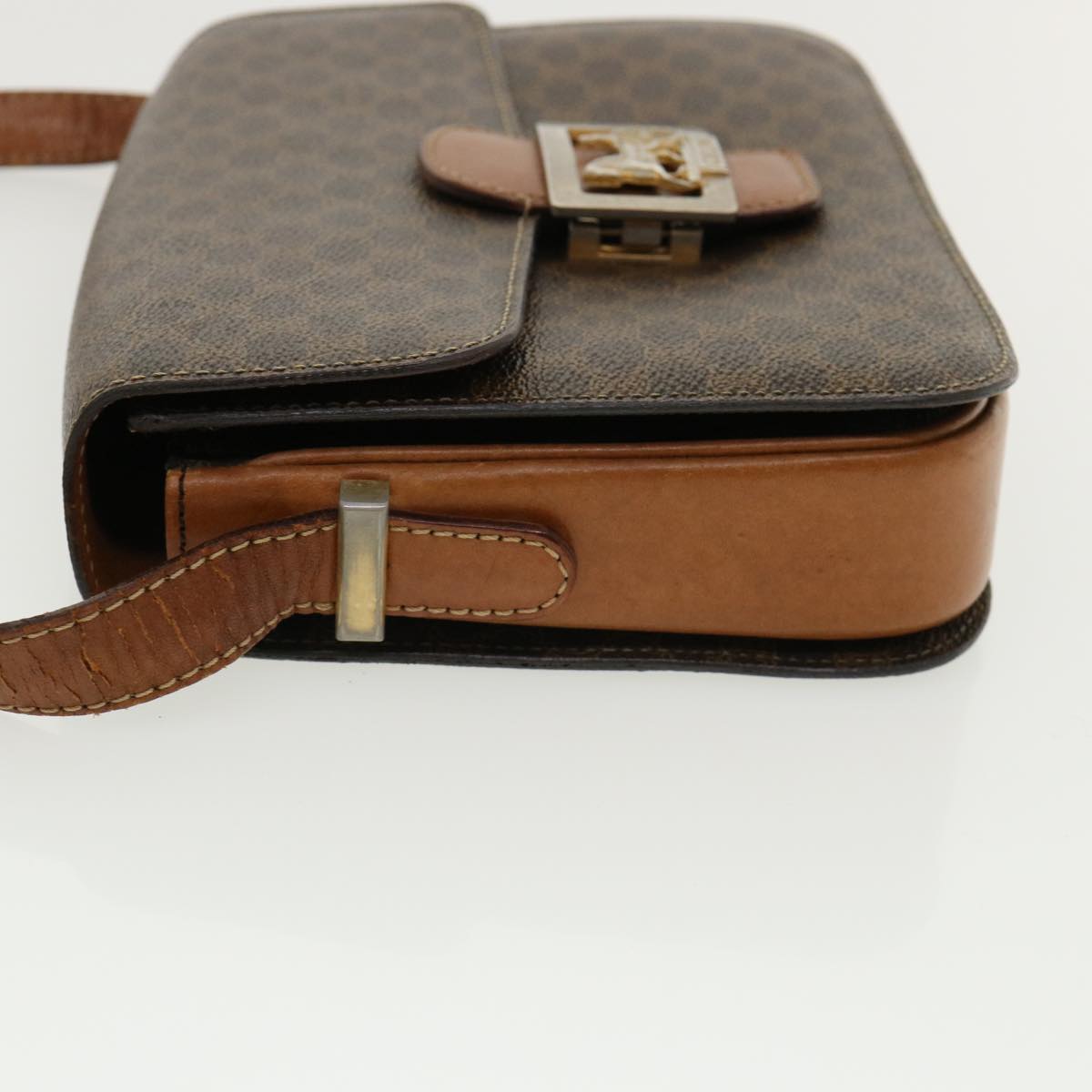 Luxury CELINE Macadam Canvas Shoulder Bag PVC Leather Brown 32152