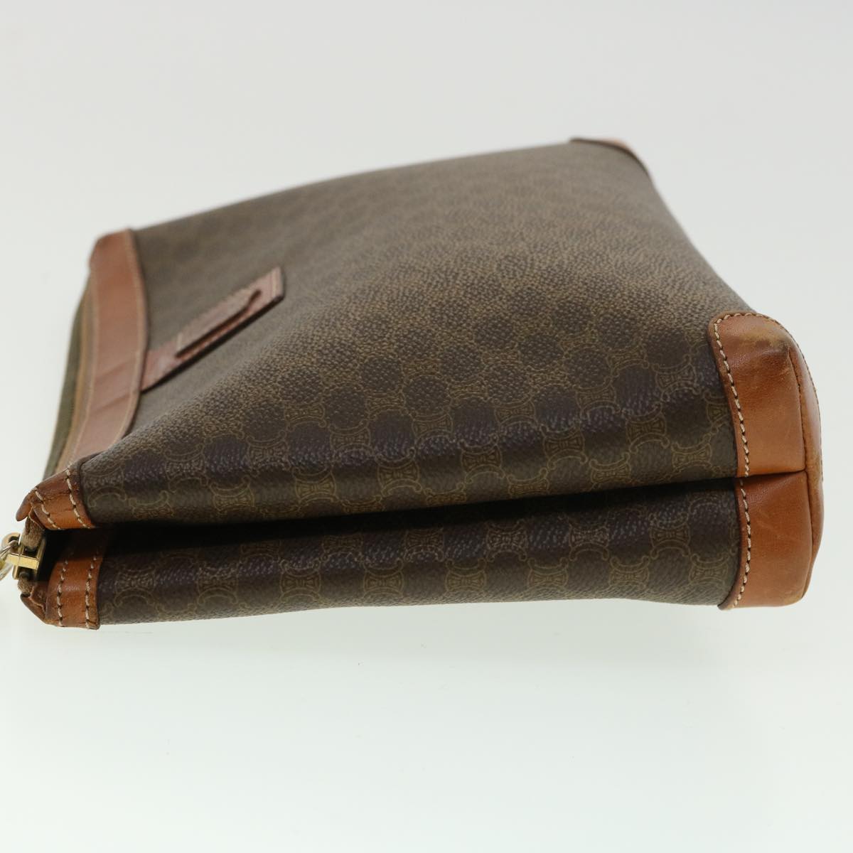 Luxury CELINE Macadam Canvas Pouch PVC Leather Brown 33273