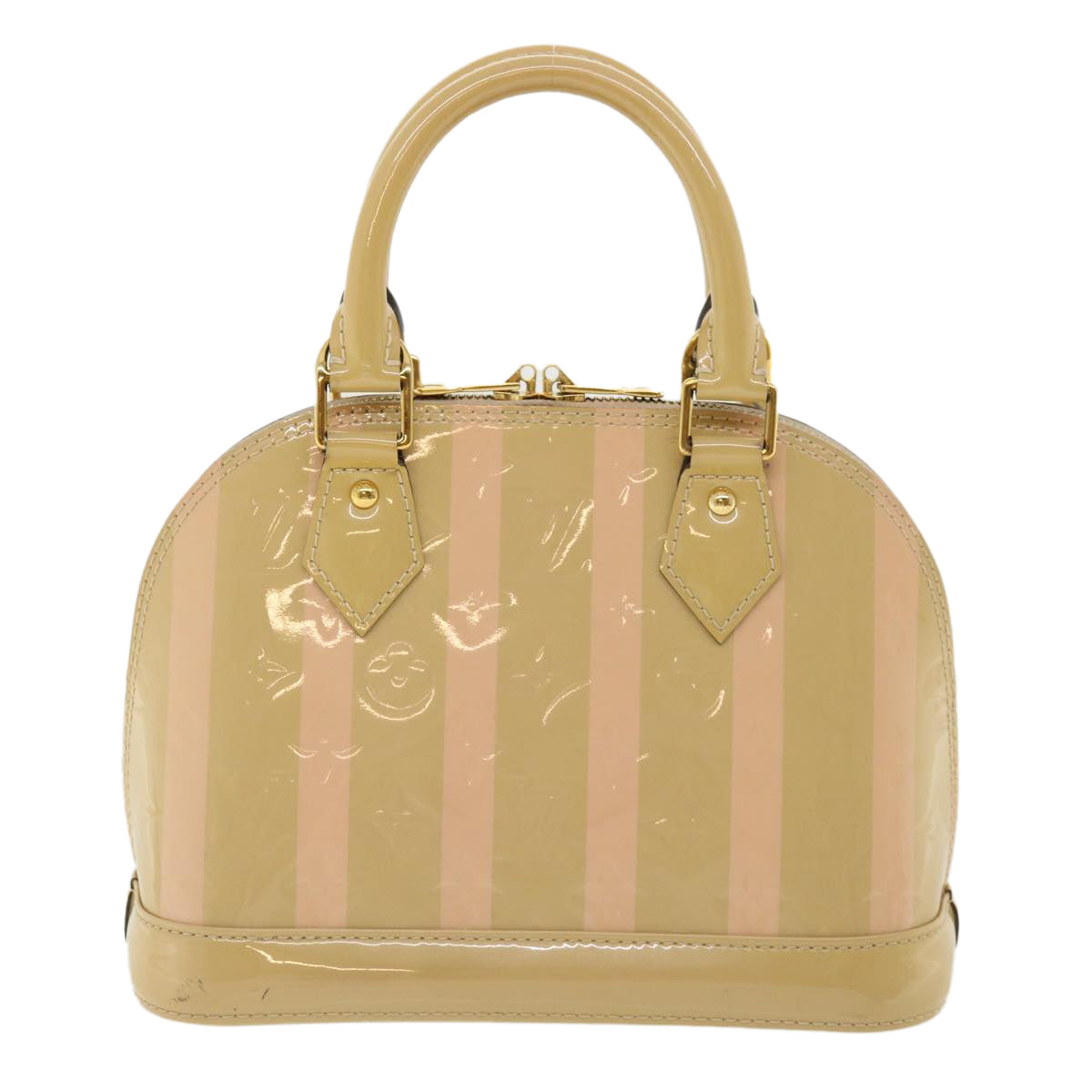 LOUIS VUITTON Monogram Vernis Rayure Alma BB Hand Bag Beige M90970 Auth 33326A