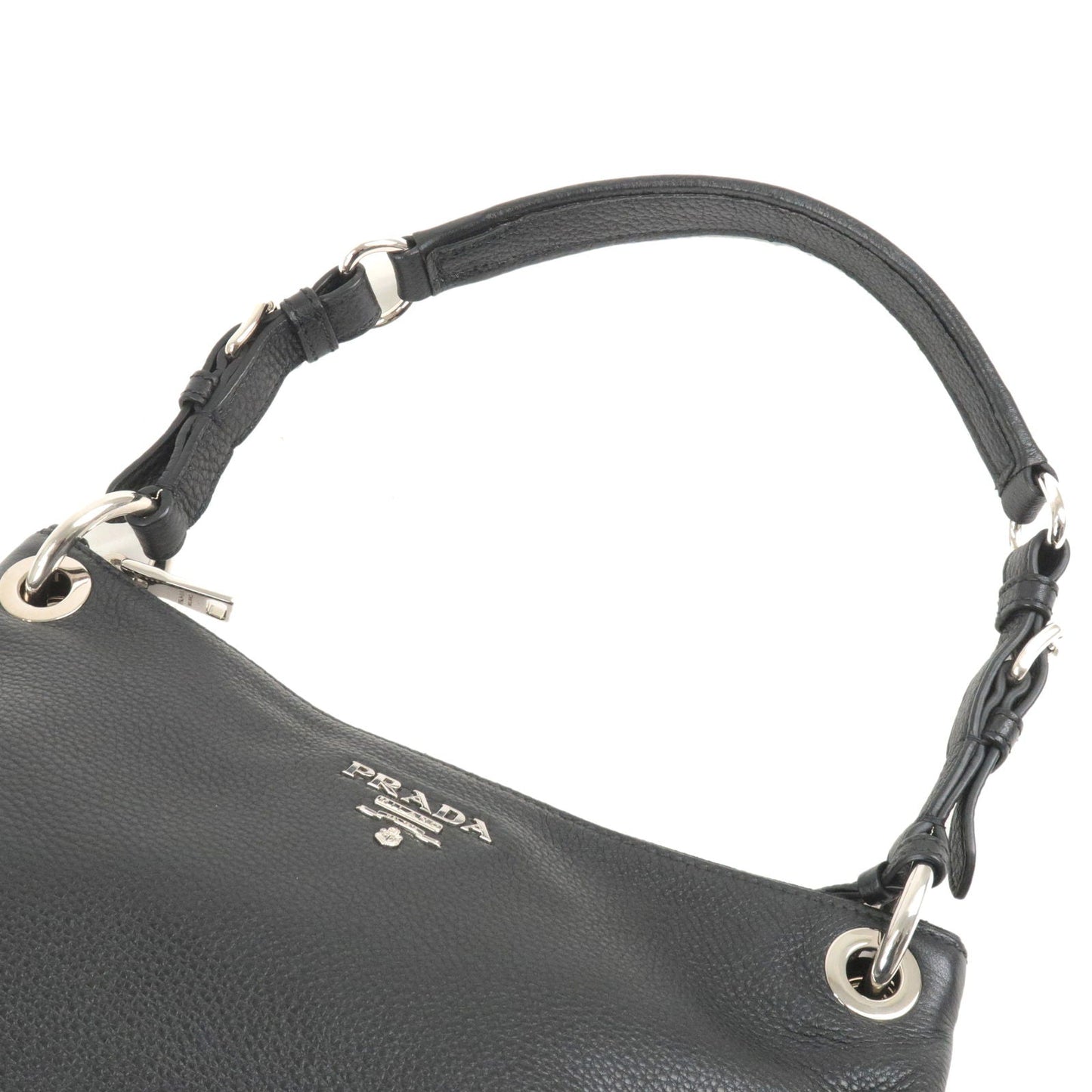 PRADA Vitello Phenix Leather Shoulder Bag NERO Black