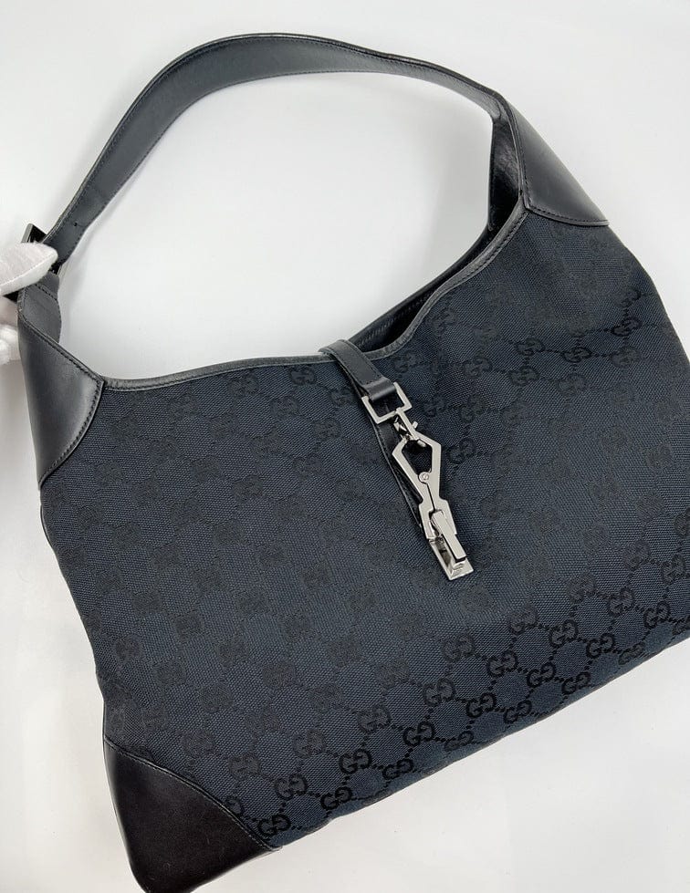 Gucci Jackie Leather Canvas Shoulder Bag Style 21