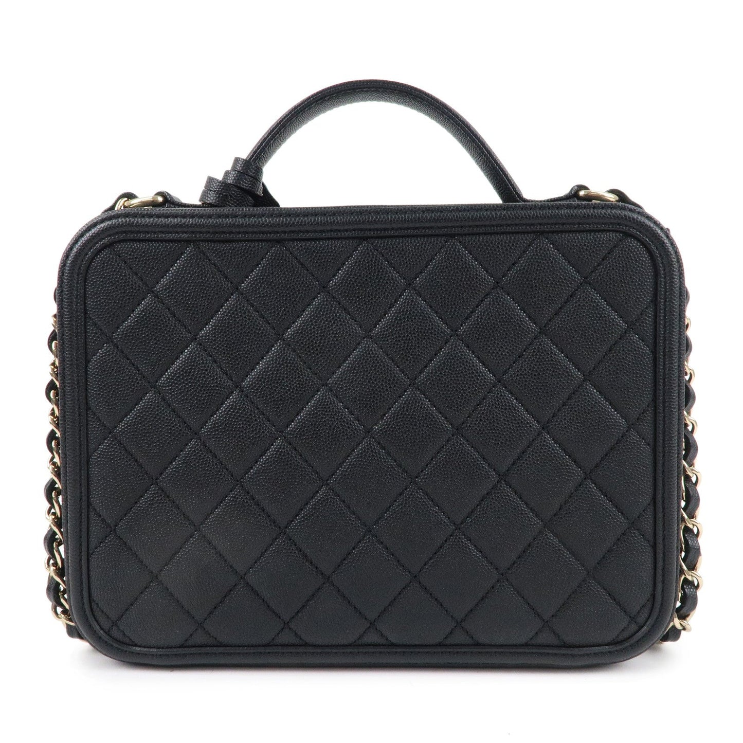 Chanel CC Filigree Matelasse Caviar Skin Shoulder Bag Black A