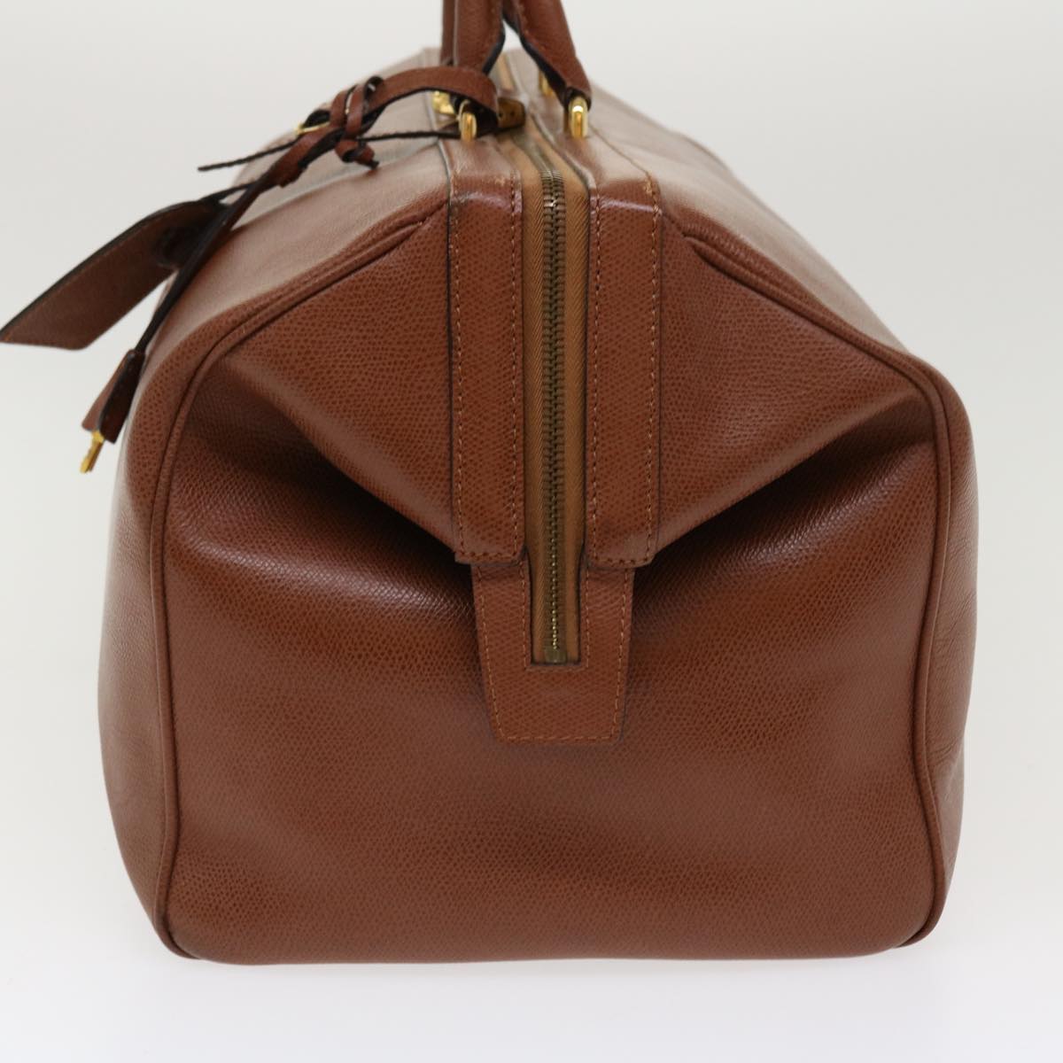 Luxury CELINE Boston Bag Leather 2way Brown 37996