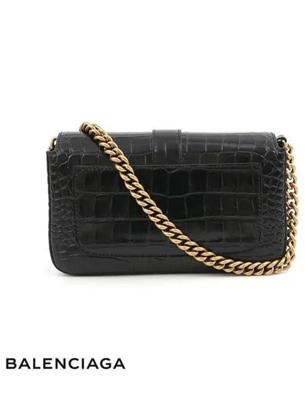 Luxury Balenciaga Trending 2026 BB Logo Buckle Flap XS Shoulder Bag Black