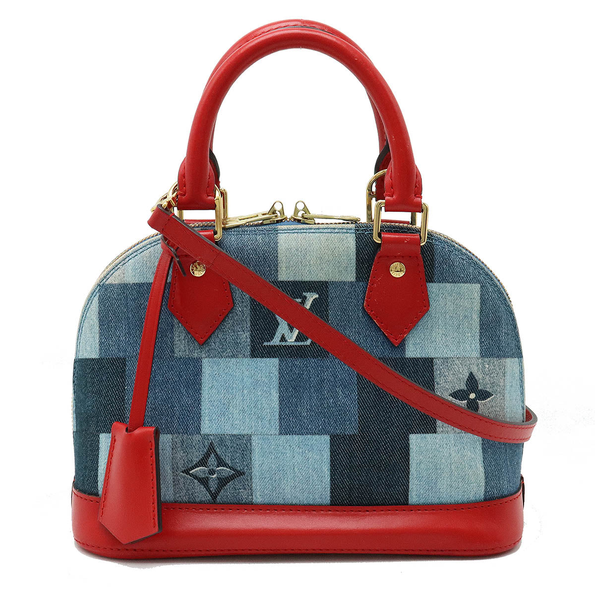 LOUIS VUITTON Louis Vuitton Monogram Denim Alma BB Handbag 2WAY Shoulder Bag Patchwork Blue Blue Red M45042