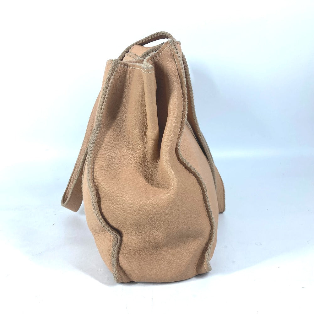 FENDI Tote Bag leather beige Big logo Women