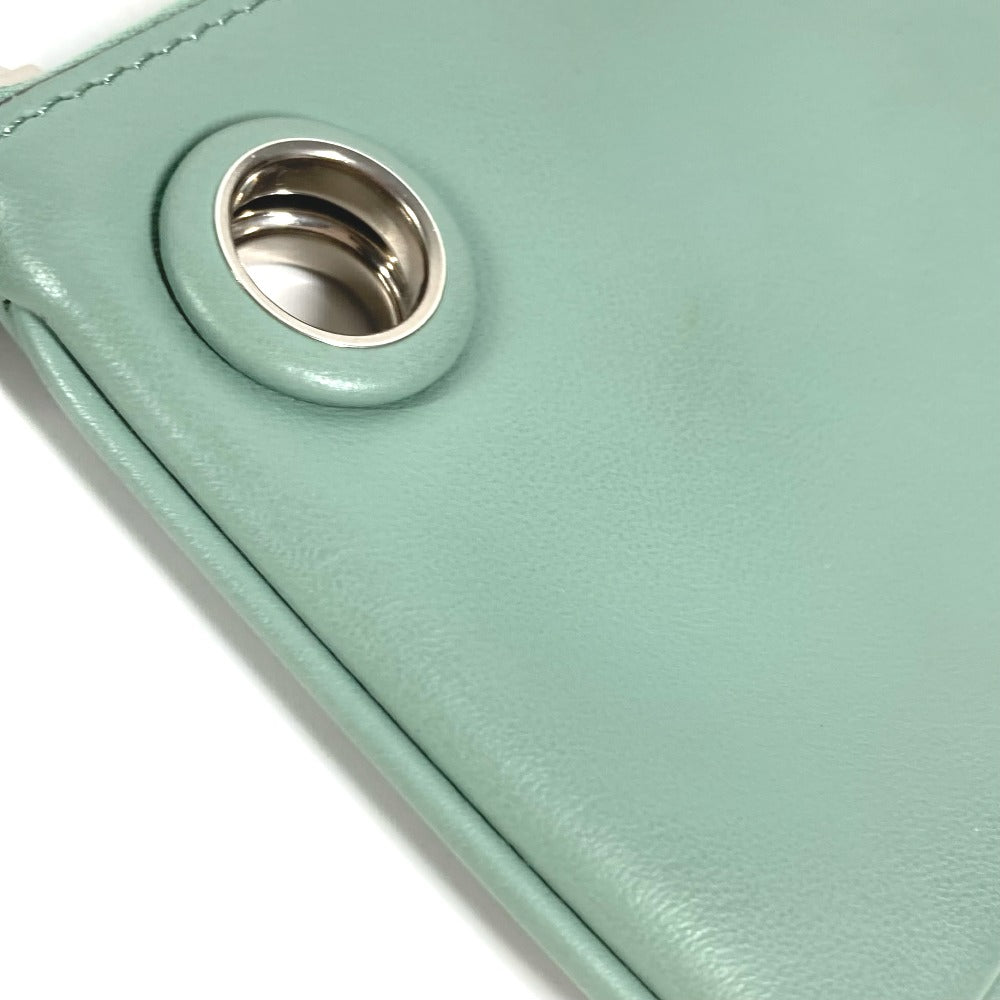 FENDI Pouch 8BS007 leather green Coin case Wallet Clutch Small Women