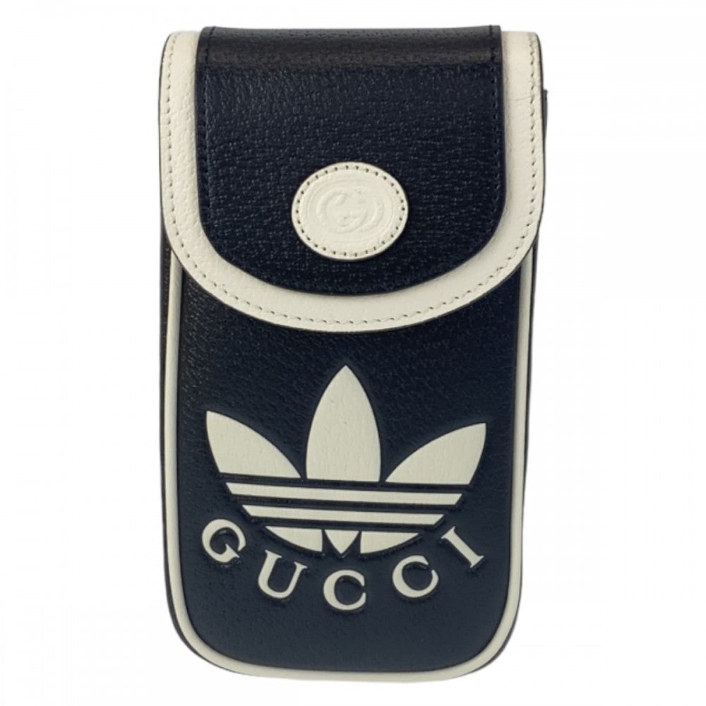 GUCCI Shoulder Bag leather Black White Gold Metal Shoulder Bag Phone Case Pochette adidas collaboration mens