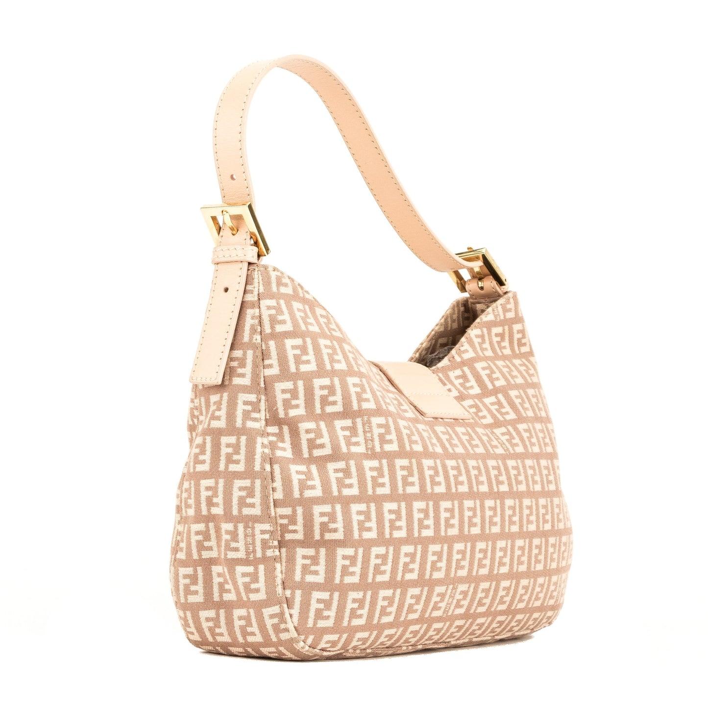 Fendi Pink Leather Zucca Canvas Shoulder Bag ( )