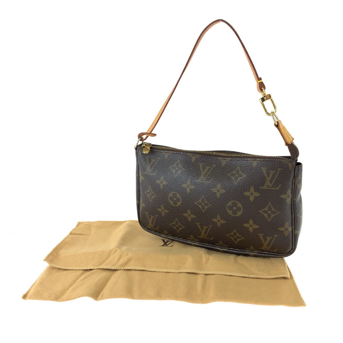 LOUIS VUITTON Handbag M40712 PVC Brown Gold Metal Handbag accessory pouch Monogram Accesspo Women