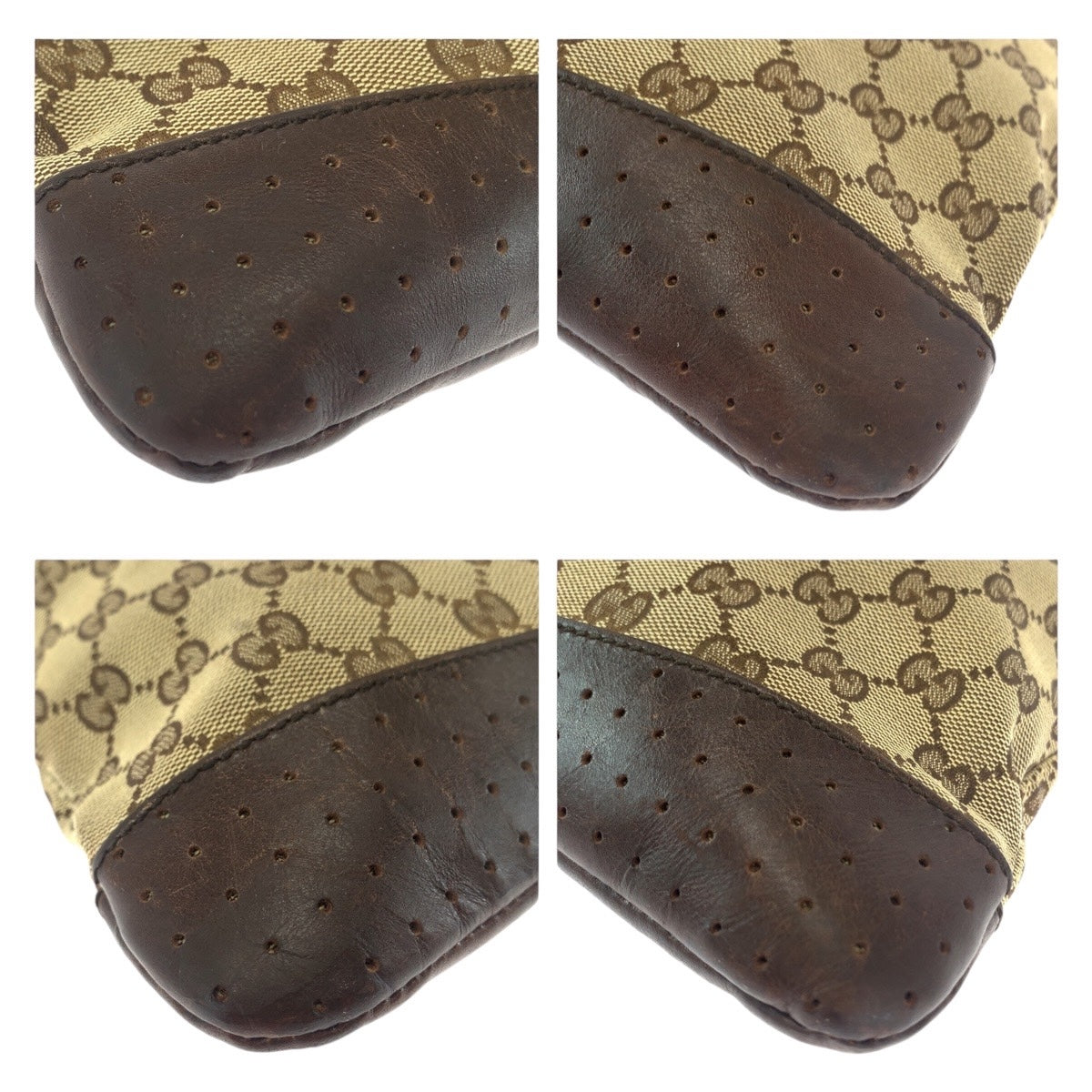 GUCCI Shoulder Bag 145857 GG canvas, leather Brown Beige Gold Metal Shoulder Bag Messenger bag Women