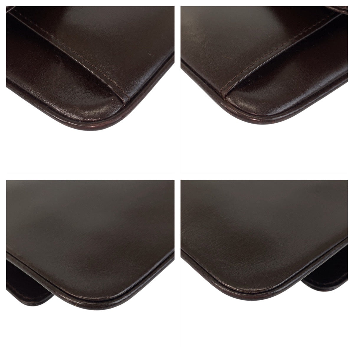 GUCCI Shoulder Bag leather Brown Gold Metal