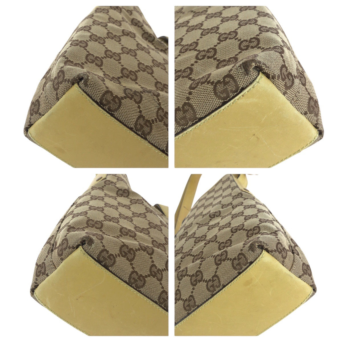 GUCCI Shoulder Bag 110291 GG canvas, leather Yellow Beige Gold Metal Jackie Women